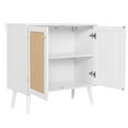 thumbnail image 6 of Nuu Garden Accent Storage Cabinet with Rattan Doors, Sideboard Buffet Cabinet, Wood Grain Coffee Bar Cabinet, Entryway Cabinet, Adjustable Shelves for Dining Room, Living Room, White, 6 of 8