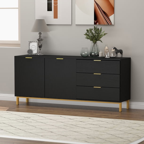 Modern Sideboard Buffet Storage Cabinet with 3 Drawers and Door for ...