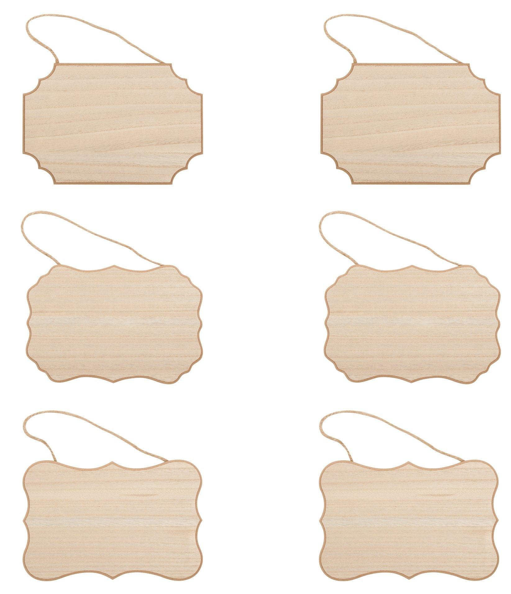 Unfinished Wood Plaque 6Pack Hanging MDF Wooden Plaque with Jute