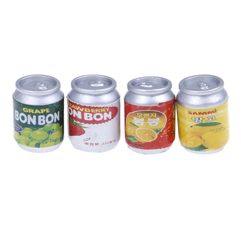 4Pcs 1:12 Dollhouse miniature drink cans doll house kitchen accessories WA 