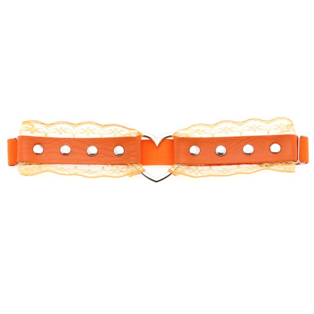 Personalidad y temperamento Sexy Hermoso Punk Encaje Cuero Muslo Anillo Forma de melocotón Forma de amor Elástico Suave Chica Liga Cinturón