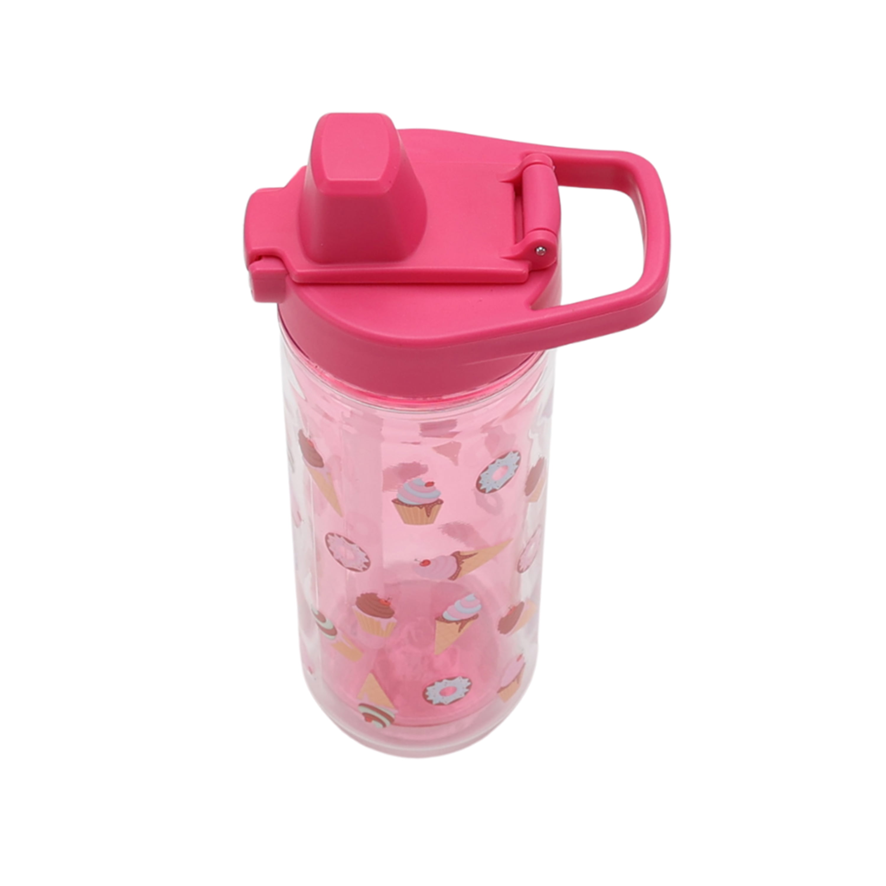 Your Zone 14-Ounce Plastic Water Bottle with Action Lid and Straw, Ice Cream, Double Wall Insulated