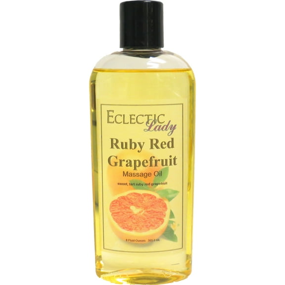 Ruby Red Grapefruit Massage Oil by Eclectic Lady, 8 oz, Sweet Almond Oil and Jojoba Oil