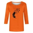 thumbnail image 4 of Dadaria Chemise Orange pour Femmes Manches 3/4 T-Shirt Col Rond Grande Taille Chandail d'Été m, 4 of 4