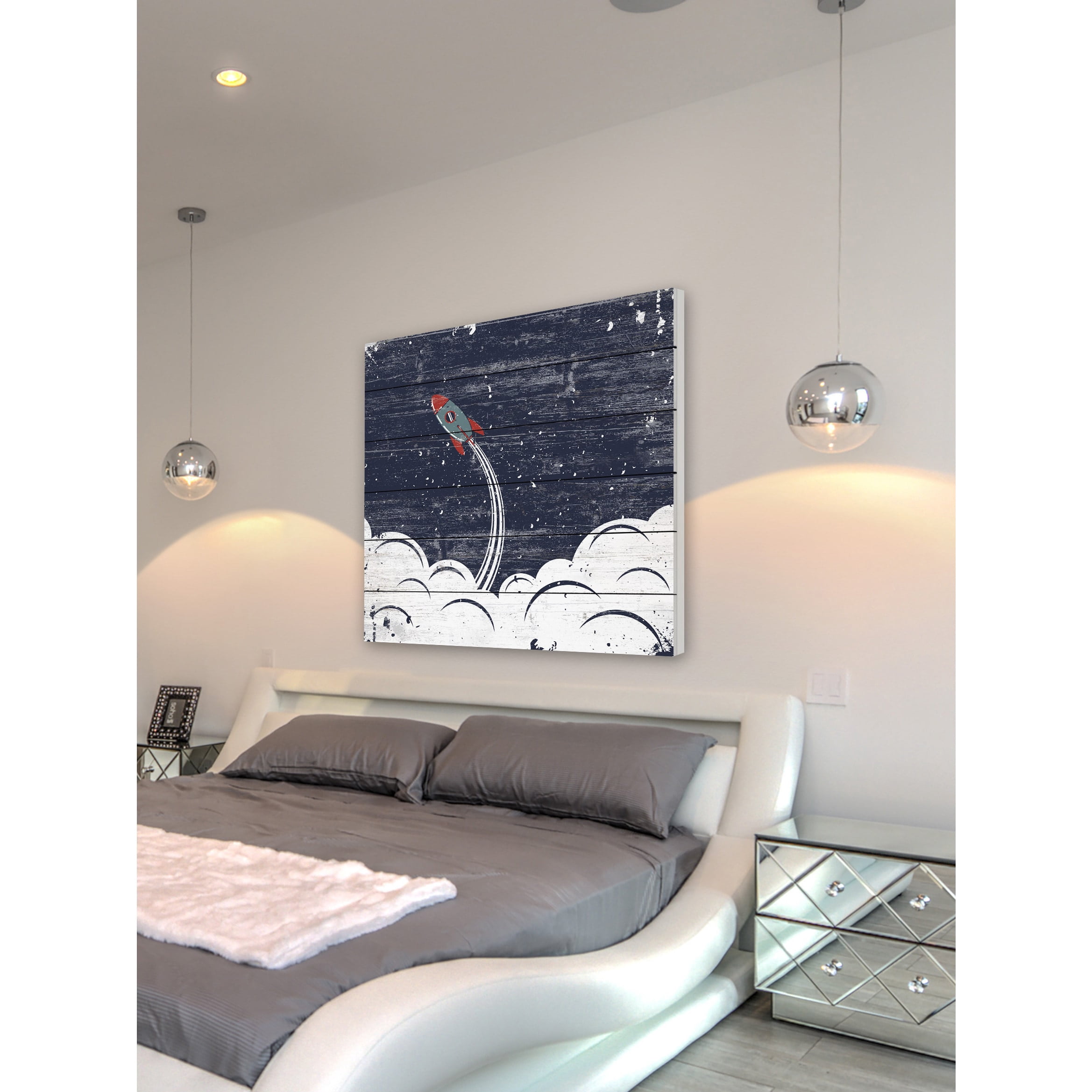 Marmont Hill - "Bursting Through Clouds" Painting Print on White Wood