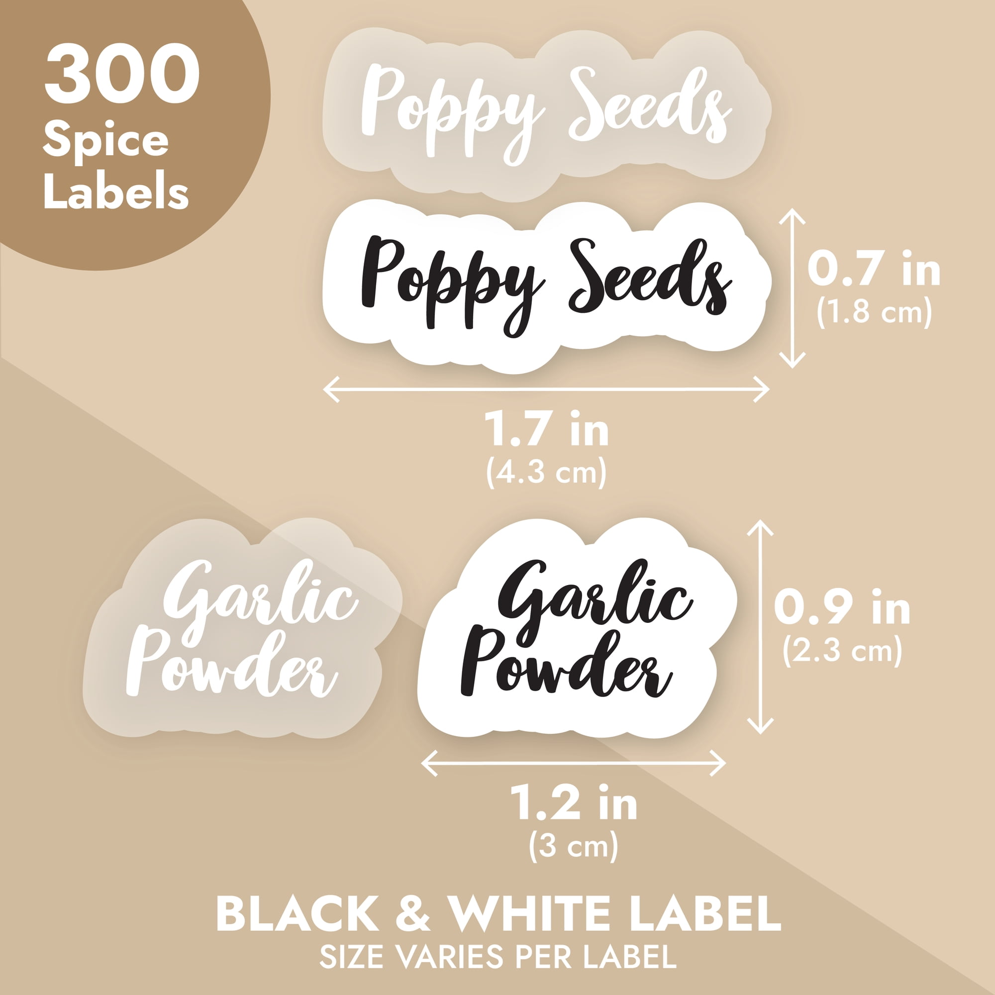 272 Spice Jar Labels for Containers, Preprinted Black and White Script on  Clear Seasoning Label Stickers