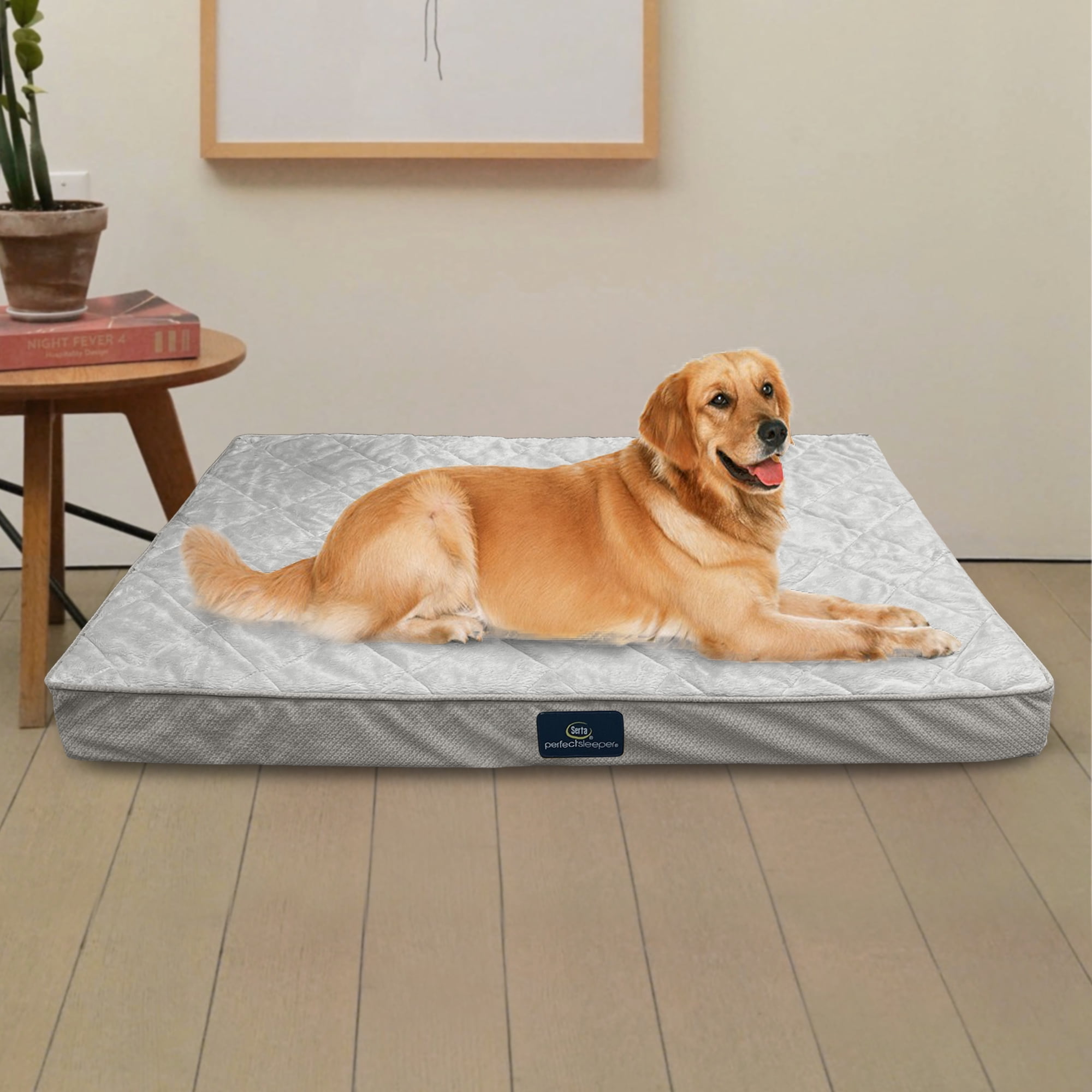Serta Quilted Orthopedic Pillowtop Dog Bed with Removable Cover, Gray, X-Large