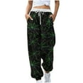 thumbnail image 2 of Teissuly Nouvelle Arrivée Pantalon de Survêtement pour Femmes Mode Halloween Toile d'Araignée Imprimée Taille Élastique Cordon de Serrage Bas Resserré Pantalon Décontracté à la Cheville avec Poches, Taille P-2TG, 2 of 5