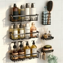 GARITIN Shower Caddy 6-Pack, No Drilling Adhesive Shelves Rack with Soap Holder, Bathroom Organizers & Storage, Wall-Mounted Kitchen & Home Decor