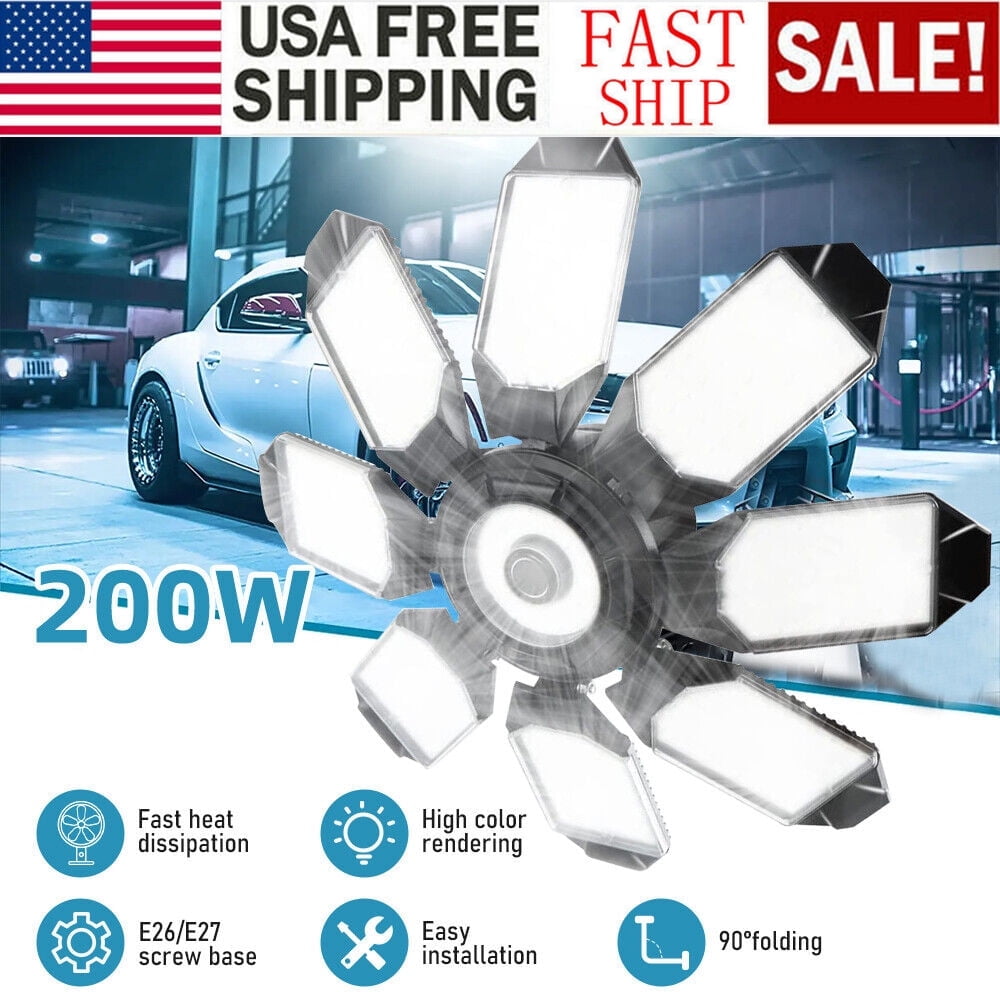 15000LM 6500K LED Garage Light Ceiling Light with 8+1 Adjustable Panels, Super Bright Deformable LED Workshop Light for Garage Basement Workshop 20W
