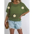 thumbnail image 3 of Womens Crochet Tops Flower Hollow Out Cover Up Short Sleeve Knit Pullover Sweater Summer  Green One Size, 3 of 6