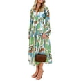 thumbnail image 4 of Nituyy Women Floral Print Long Dress V-Neck Long Sleeve Bohemian Dress, 4 of 9