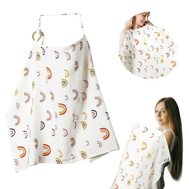 LUIISIS Nursing Cover for Breastfeeding, Soft & Breathable Nursing Poncho,Breastfeeding Cover with Arch Neckline, Nursing Apron
