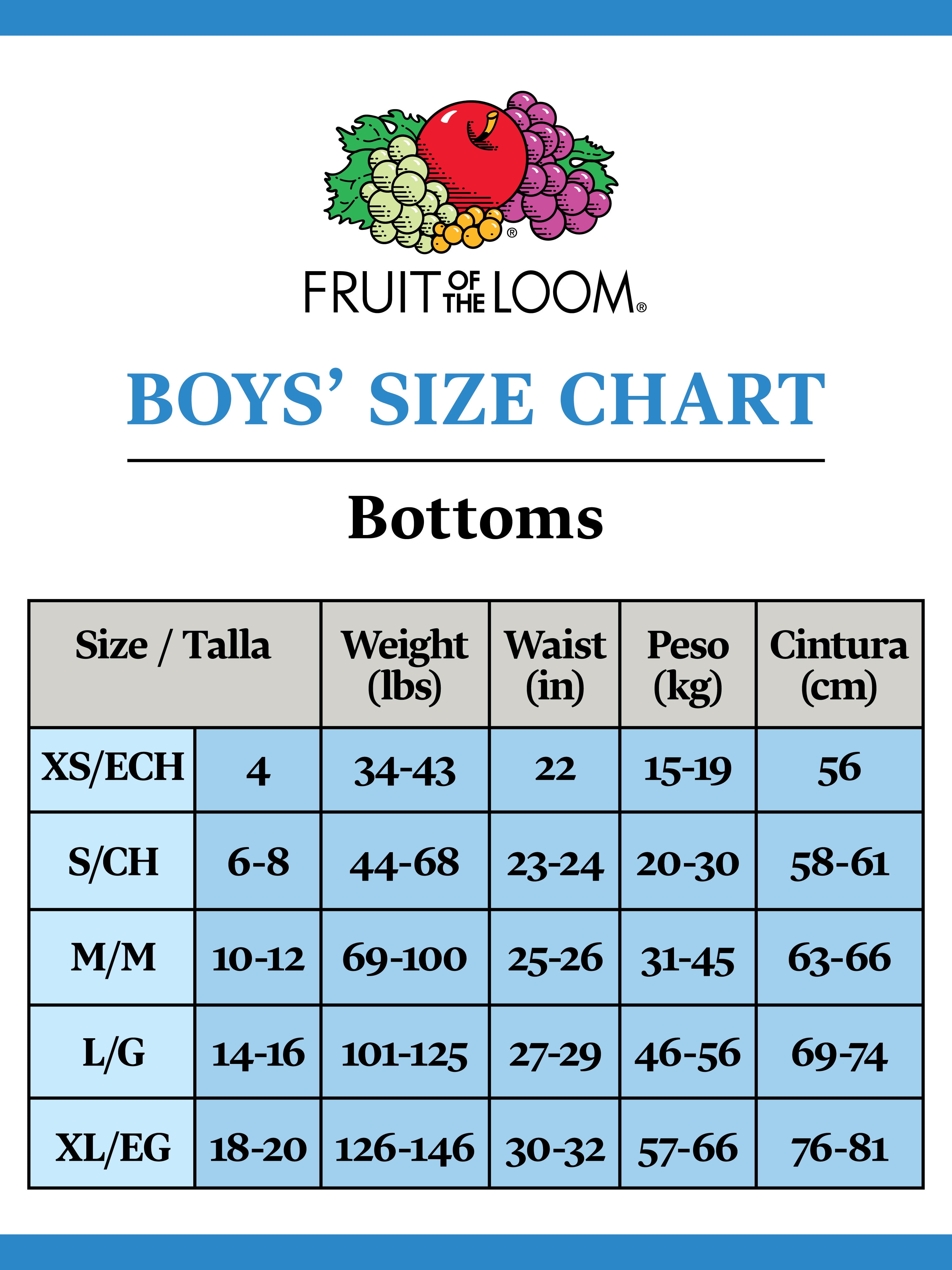 Fruit Of The Loom Husky Size Chart - LOGOS