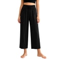 thumbnail image 6 of Posijego Women's Pajama Capri Pants High Waisted Elastic Wide Leg Capris Pants Pjs Bottoms Lounge Pants with Pockets, 6 of 9