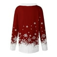 thumbnail image 5 of Honeeladyy Christmas Shirts for Women Fall Fur Collar V Neck Long Sleeve Going Out Tops Snowflake Wine Glass Print Sweatshirt Christmas Gift Wine L, 5 of 5