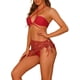 thumbnail image 4 of Conjuntos de bikini de 3 piezas para mujer, con anillo, strapless, con faldas de playa y pareos, color rojo grande, 4 of 5