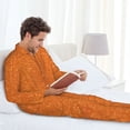 thumbnail image 4 of Wukai Orange Glitter Men's Long-Sleeve Pajama Set - Comfortable Sleepwear with Button-Down Shirt and Pants-XX-Large, 4 of 6