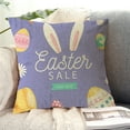 thumbnail image 6 of Biplut 45x45cm Square Pillow Case Rabbit Theme Colorful Eggs Home Decoration Flax Happy Easter Pillow Cushion Cover for Indoor (Type N), 6 of 13