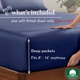 thumbnail image 4 of California Design Den King Bed Fitted Sheet, 1 Pc - Soft 100% Cotton Sateen, Deep Pockets, Durable All-Around Elastic - Navy Blue, 4 of 10