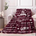 thumbnail image 2 of 75th Birthday Gifts for Women, Birthday Gifts for Mum, 75th Birthday Gifts for Her, Presents for Women Wife Mum Sister Grandma, Birthday Sweet Gifts for Women Flannel Blanket Burgundy - 50 x 60 Inch, 2 of 6