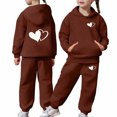 thumbnail image 5 of JAJAHO Girls Sweatsuit 2 Piece Outfits Heart Printed Long Sleeve Hoodie And Sweatpants Jogger Set For Kids 2-13Y, 5 of 6