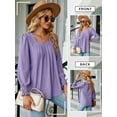 thumbnail image 7 of STARVNC Women Square Neck Puff Long Sleeve Pleated Smocked Cuffs Tunic Top, 7 of 7
