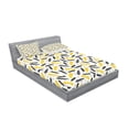 thumbnail image 2 of Ambesonne Yellow Fitted Sheet & Pillow Sham Set, Watercolor Boho Feathers Art, Full, Mustard Black and Grey, 2 of 2