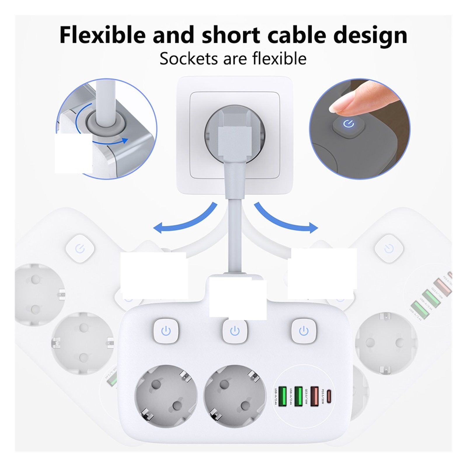 Power Strip Multiple 4 USB Output Electrical Socket With Extension Wire Surge Protector Home Adapter