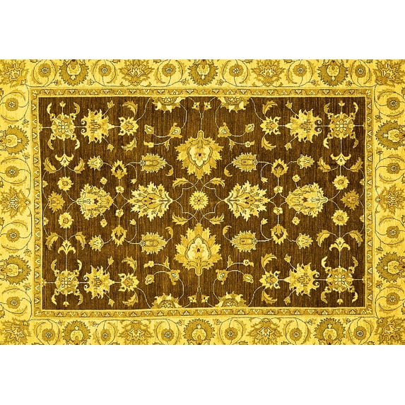 Ahgly Company Indoor Rectangle Oriental Yellow Traditional Area Rugs, 7' x 10'