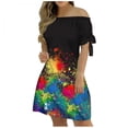 thumbnail image 2 of SMihono Robe Maxi Bohème d'Été pour Femmes Grande Taille Mode Féminine Manches Courtes Imprimé Fleurs Robe Pull Plage Robe d'Été, 2 of 5