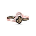 thumbnail image 2 of 10kt Rose Gold Womens Round Brown Diamond Heart Ring 1/3 Cttw, 2 of 4