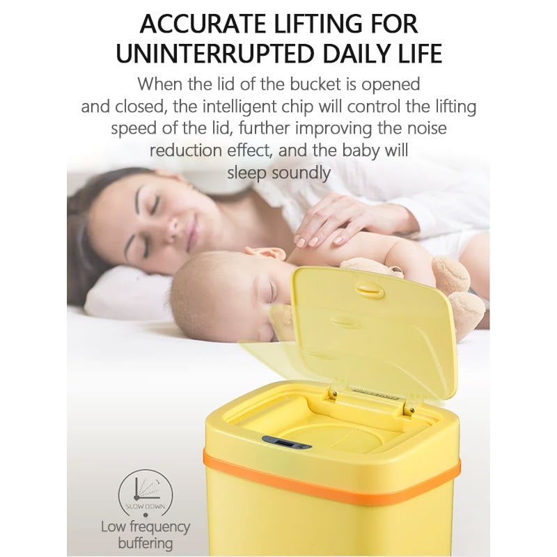 NPT-16-1 Automatic Touchless Motion Sensor Diaper Disposal Trash Can with lid, 4.2 gallon/16 L, Pink, Plastic