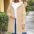thumbnail image 6 of Women's Windproof Ski Jacket Warm Winter Snow Hooded Coat,Fleece Lined Open Front Button,Oversized Loose Solid Outerwear with Side Pockets, 6 of 6