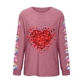 thumbnail image 4 of QUNYINEY Valentine's Day Women Shirts Long Sleeve Pink Casual Crew Neck Tops Loose Love Heart Drop Shoulder Pullover T-Shirts Women's Tops, 4 of 4