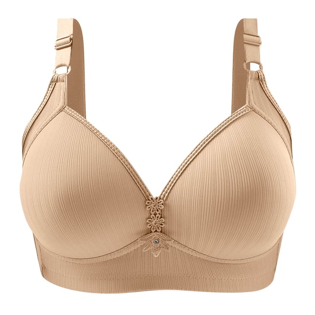 B91xZ Comfort Cushion Strap Wirefree Full Coverage Large Bust Non-Padded Bra Ultimate Lift Wireless Full-Coverage Bra with Everyday Comfort,Beige 38