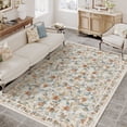thumbnail image 5 of BERTHMEER Large 8'x10' Area Rugs for Living Room Bedroom Kitchen Home Office Rugs Vintage Beige Floral Carpets Machine Washable Farmhouse Dining Room Oriental Flower Non Slip, Multicolor, 5 of 10