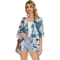 thumbnail image 6 of SUCS Women's Floral Print Puff Sleeve Kimono Cardigan Loose Cover Up Casual Blouse Tops, 6 of 8