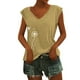 thumbnail image 1 of Playeras,Blusas y Tops,Ropa para Mujer Camisetas Sin Mangas Para Mujer Camiseta sin mangas con manga casquillo para mujer, cuello en V, color sólido, camisa informal, blusa suelta (Yellow, M), 1 of 4