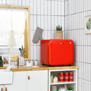 Costway 1.6 Cubic Feet Compact Refrigerator Reversible Door Mini Fridge Red