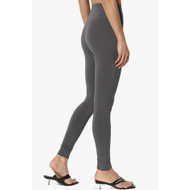 TheMogan Women's S~3X Wide Waistband Cotton Compression Full Length Ankle  Leggings