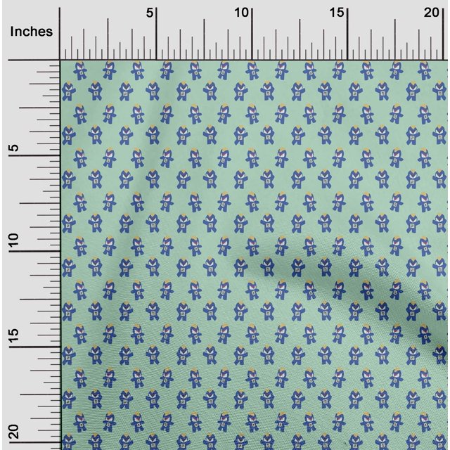 oneOone Tissu Polyester Lycra Vert Menthe Clair Robot Dessin Animé Matériel de Robe Tissu Imprimé Tissu au Mètre 56 Pouces de Large