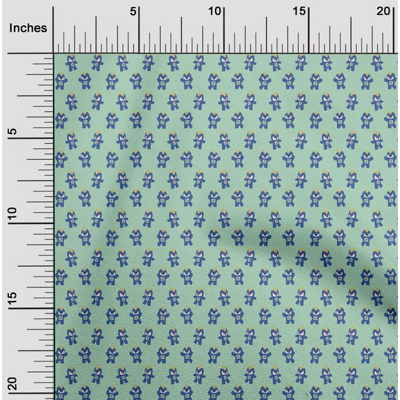 oneOone Polyester Lycra Light Mint Green Fabric Robot Cartoon Dress Material Fabric Print Fabric By The Yard 56 Inch Wide