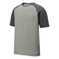 thumbnail image 5 of Mens Tri-Blend Wicking Polyester/Cotton/Rayon Raglan Tee Dark Grey Heather/ Light Grey Heather Large, 5 of 8