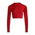 thumbnail image 5 of xiaxaixu Women Long Sleeve Crop Tops Half Turtleneck Solid Color Slim Pullovers, 5 of 5