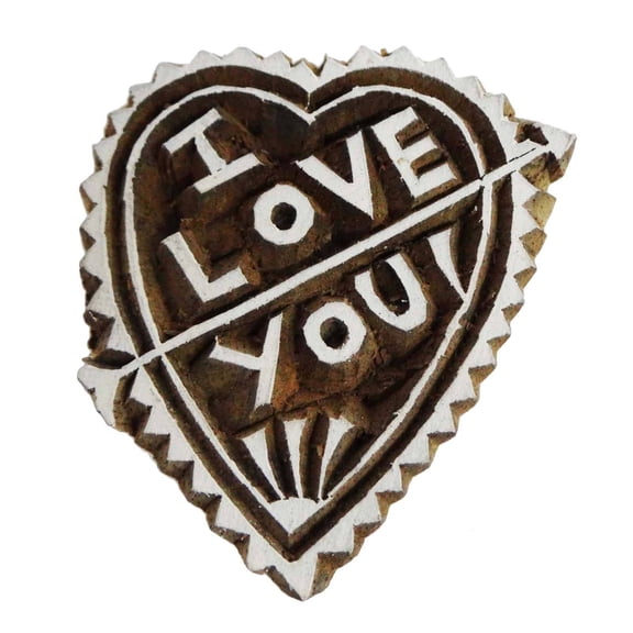 Heart Shape Wooden Block Designer Textile Printing On Apparel Fabric Border