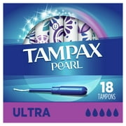 Tampax Pearl Tampons with LeakGuard Braid, Ultra Absorbency, 18 Ct