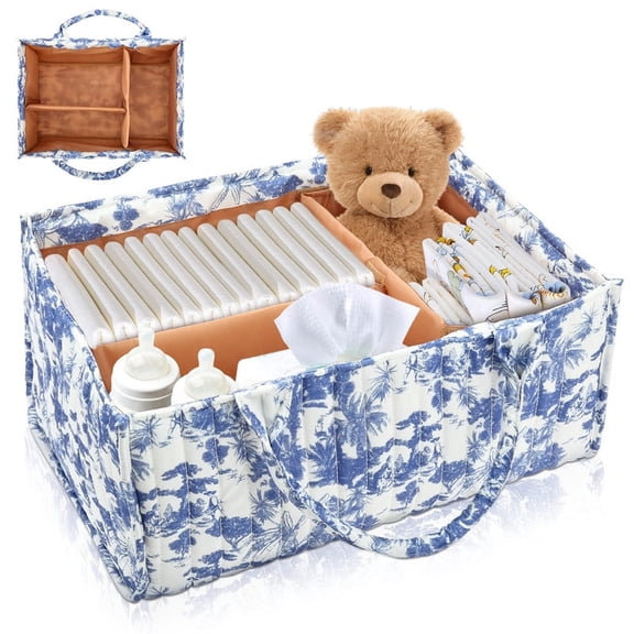 Nappy Caddy Organiser Baby Diaper Caddy for Nappy Station Stylish Storage Basket for Newborn Essentials Baby Shower Gifts for Girl or Boy