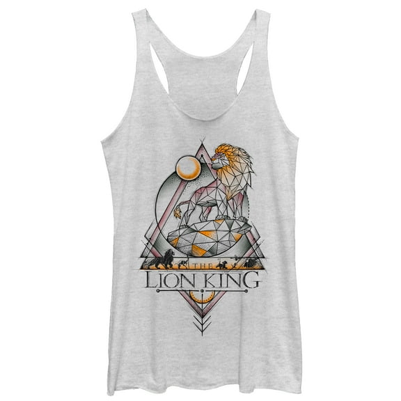 Women's Lion King Geometric Majestic King Racerback Tank Top White Heather Large