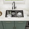 thumbnail image 4 of 33 in. Undermount Single Bowl 18 Gauge Gunmetal Black Stainless Steel Kitchen Sink with Black Drain, 4 of 9